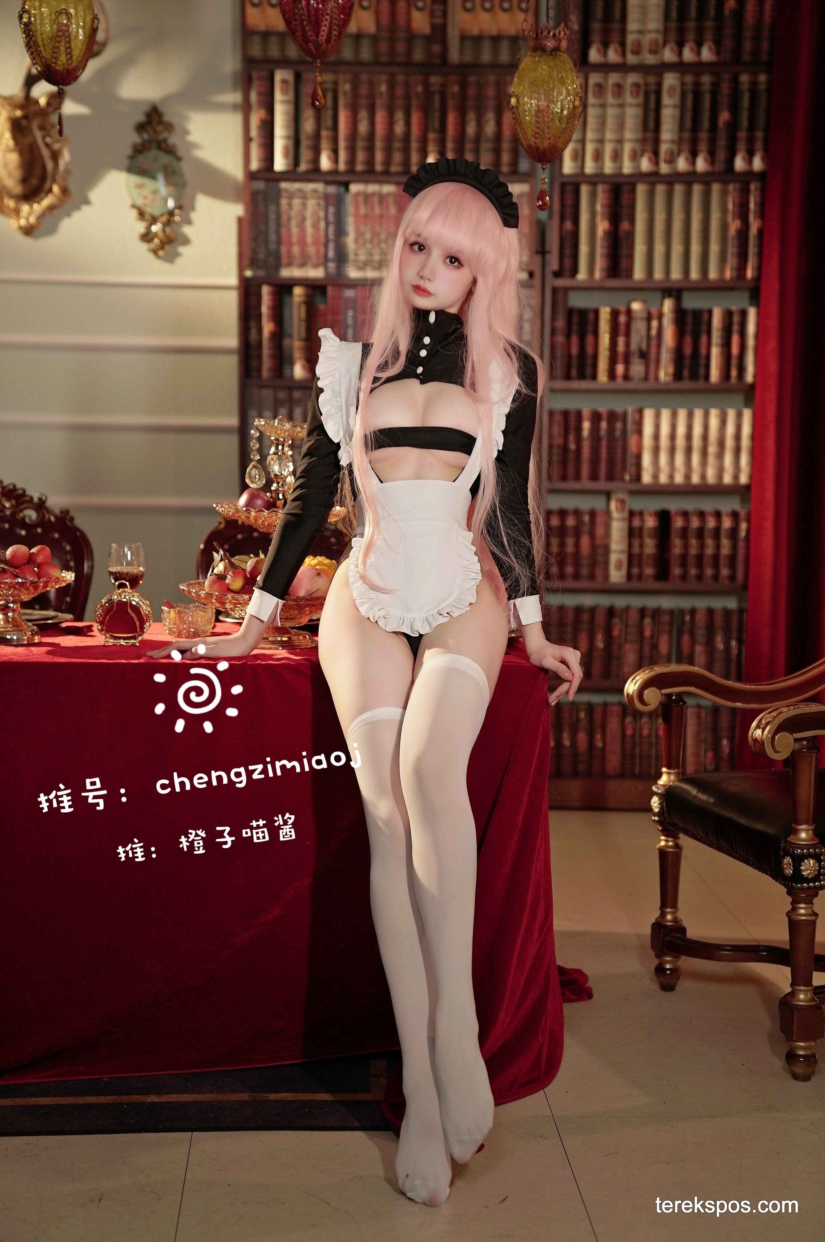[terekspos.com] 31+ Foto Bugil Chengzimiaoj (橙子喵酱) Cosplay Maid (8)